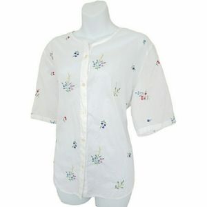 Vintage Embroidered Flower Cotton Shirt